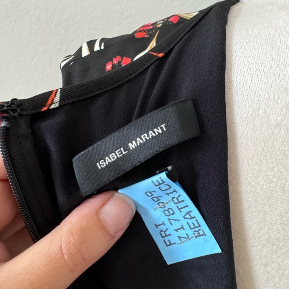 Isabel Marant Black Blouse with Red and Cream Floral Design - Picture 8 of 10
